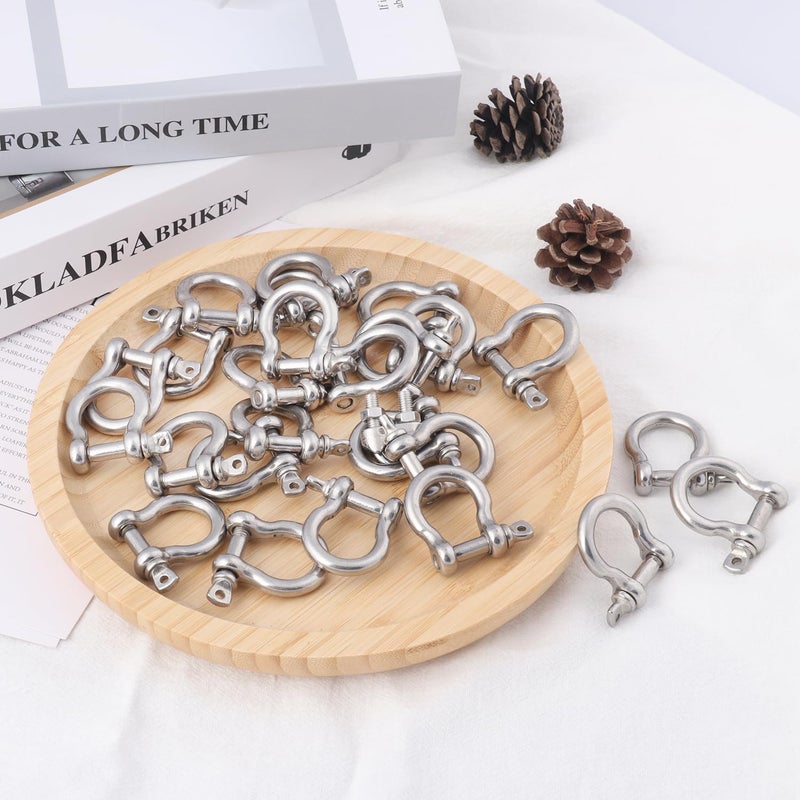GENHAKON 25 Packs 1/4 Inch 304 Stainless Steel D Ring Shackles Set for Outdoor Adventure?Traction Steel Wire and Heavy Duty Construction, Bow Shape, Anchor Shackles 6 mm, by - Image 4